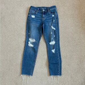 Old navy mid rise rockstar super skinny distressed blue jeans in size 2